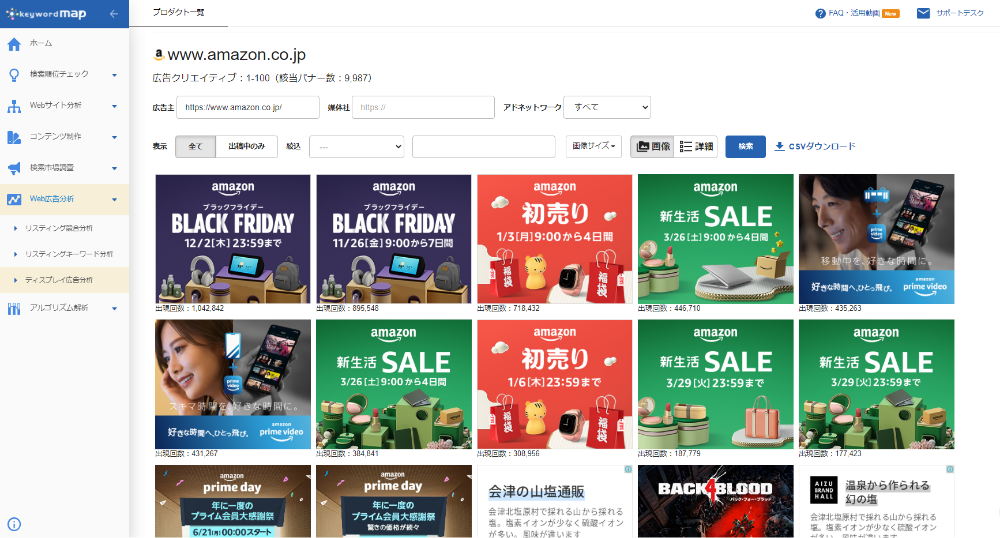 ディスプレイ広告分析画面イメージ